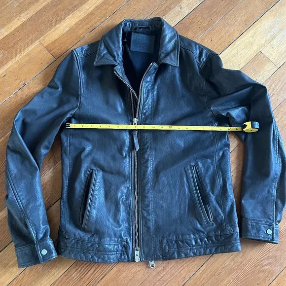 All Saints Varley Leather Jacket - Men's Size L - Dark Brown - Picture 10 of 14